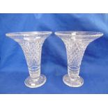 A LARGE PAIR OF CUT GLASS VASES