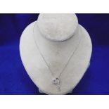 A WHITE GOLD DIAMOND HEART PENDANT NECKLACE AND CHAIN,