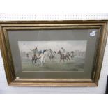 A GILT FRAMED PRINT POLO SCENE