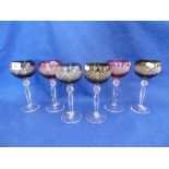 SIX OVERLAY HOCK GLASSES