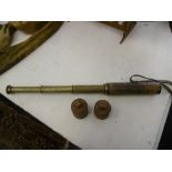 A LEATHER COVERED BRASS LATE 19TH CENTURY THREE DRAW TELESCOPE