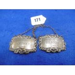 TWO HM SILVER DECANTER LABELS,