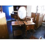 AN INLAID SIDE TABLE AND SEWING BOX