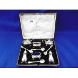 A HM SILVER BOXED CRUET SET