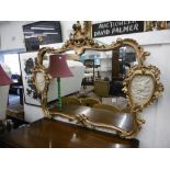 GILT MIRROR WITH MARBLE PLAQUES