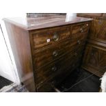 A 19TH CENTURY MAHOGANY CHEST OF FIVE DRAWERS