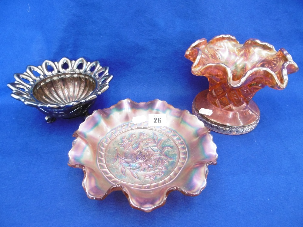 THREE PIECES OF CARNIVAL GLASSWARE - Image 2 of 2