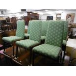 SET OF SIX ROSEWOOD AND UPHOLSTERED DINING CHAIRS