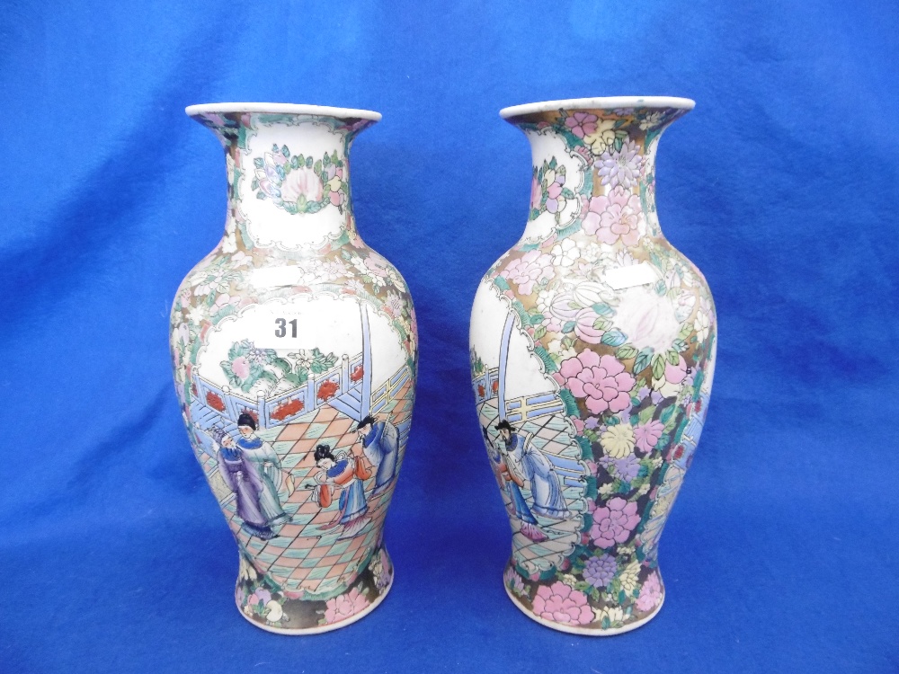 PAIR OF ORIENTAL VASES - Image 2 of 2