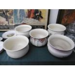 SIX DECORATIVE CHAMBER POTS