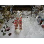 ASSORTED CUT AN OVERLAY GLASSWARE