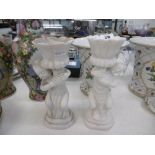 PAIR OF MARBLE CHERUB CANDLARBRAS