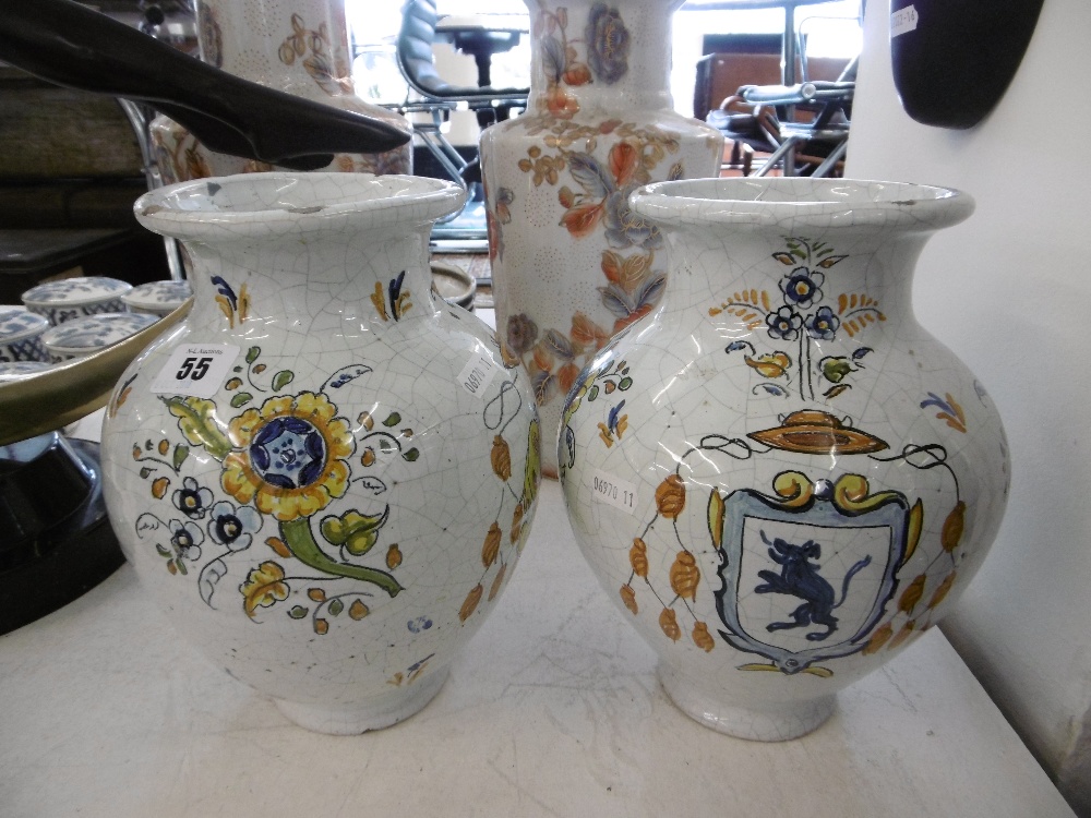 A PAIR OF CONTINENTAL VASES A/F