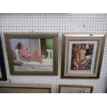 TWO GILT FRAMED PICTURES NUDES
