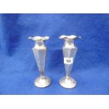 A PAIR OF HALLMARKED SILVER POSY VASES