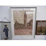 A FRAMED ETCHING RICHARD BEER A.