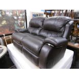 DARK BROWN LEATHER SOFA AND MATCHING LEATHER ELECTRIC RECLINER