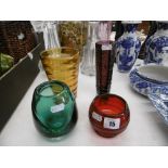 TWO WHITEFRIARS VASE ONE ORANGE,