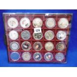 TWENTY MONARCHY CROWN COINS AND TRAY (REPRODUCTIONS ETC) RICHARD I- ELIZABETH I