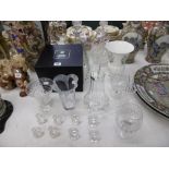 A COLLECTION OF GLASS INCLUDING STUART AND AN AYNSLEY VASE