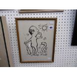 A FRAMED SKETCH OF HARRY CORBETT (SOOTY) ILLUSTRATION USED IN SPIKE MILLIGANS BOOK