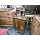 AN INLAID ROSEWOOD CORNER CABINET