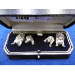A PAIR OF SILVER NOVELTY CUFFLINK'S IN FORM OF DOGS