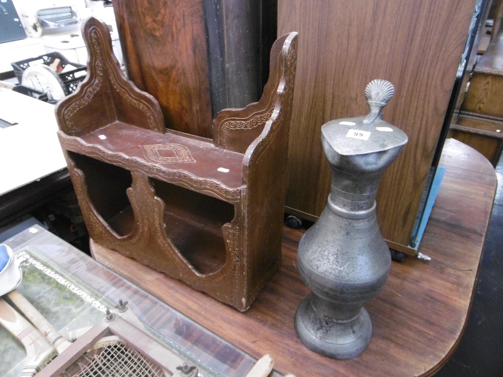 A MOORISH WALL SHELF AND PEWTER JUG - Image 2 of 2