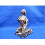 A BRONZE SCULPTURE OF A LADY KNEELING IN AN EROTIC POSE,