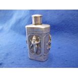 A SMALL INDIAN WHITE METAL SCENT BOTTLE