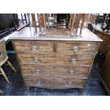 A 19TH CENTURY MAHOGANY CHEST OF FIVE DRAWERS
