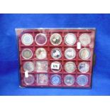 SIXTEEN ENGLISH MONARCHY CROWN COINS IN TRAY INCLUDING HENRY II,