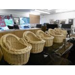 FIVE PAIRS OF WICKER BASKETS
