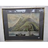 A LARGE PAINTING LAKE COMO SIGNED