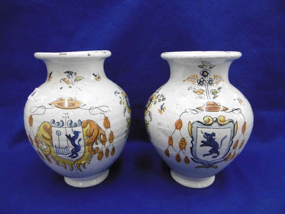 A PAIR OF CONTINENTAL VASES A/F