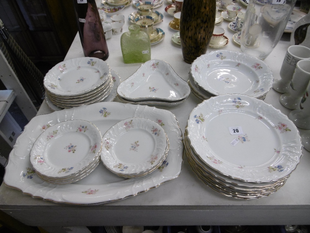 A CONTINENTAL FLORAL DECORATED DINNER SET POSSIBLE LIMOGES