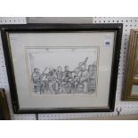 A FRAMED PENCIL DRAWING, THE BULLERS ARMS JAZZ FESTIVAL, SIGNED PAM GILLESPIE 1992,