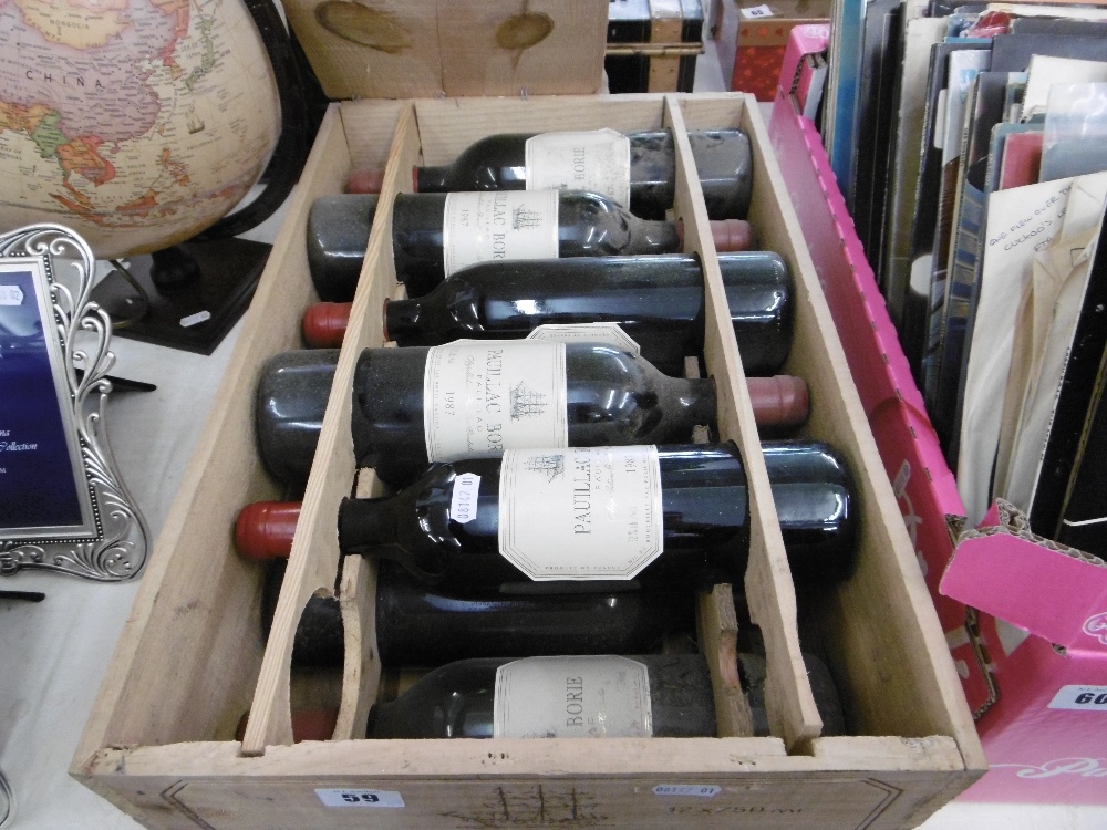 ELEVEN BOTTLES OF PAUILAC BOULIE 1987 IN ORIGINAL WOODEN CRATE