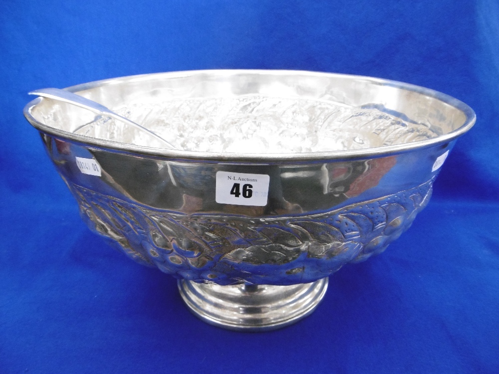 GOOD QUALITY SILVER PLATED PUNCH BOWL AND LADLE