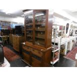 19TH CENTURY WALNUT BOOKCASE ON CUPBOARD BASE