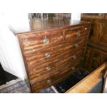 A 19TH CENTURY MAHOGANY CHEST OF FIVE DRAWERS