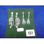 TWO PAIRS OF SILVER PENDANT EARRINGS