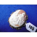 A 19TH CENTURY CAMEO BROOCH IN GOLD PLATED FRAME