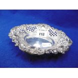 A HM SILVER PIERCED DISH WEIGHT 2.