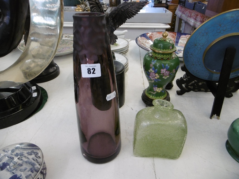 TWO VASES ONE PURPLE AND ANOTHER - Image 3 of 4