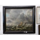 A 19TH CENTURY DUTCH OIL PAINTING SEASCAPE