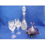 A COLLECTION OF GLASSWARE INCLUDING A DECANTER,
