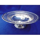 A HM SILVER PIERCED EDGE TAZZA BARKER BROTHERS CHESTER 1921 WEIGHT 9.