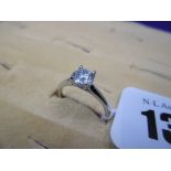 AN 0.80CT BRILLIANT CUT DIAMOND 18CT GOLD SOLITAIRE RING SIZE M.
