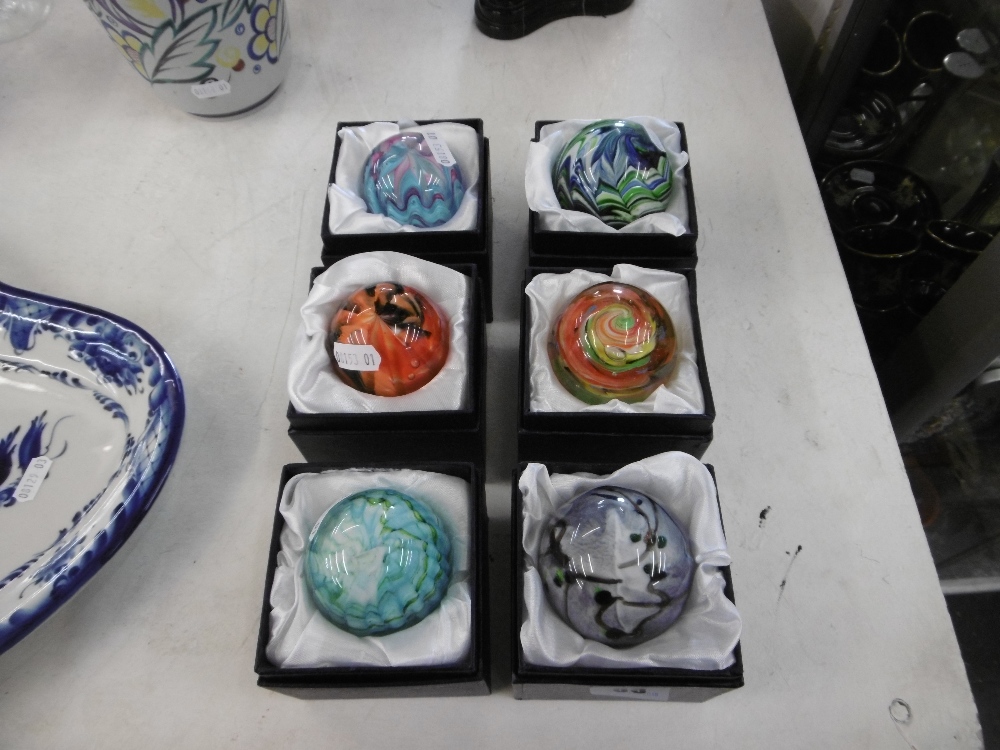 SIX MILIFORE STYLE PAPERWEIGHTS